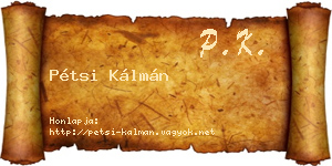 Pétsi Kálmán névjegykártya